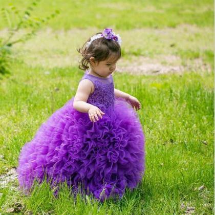 Cute Purple Girl Pageant Dresses For Little Girls..