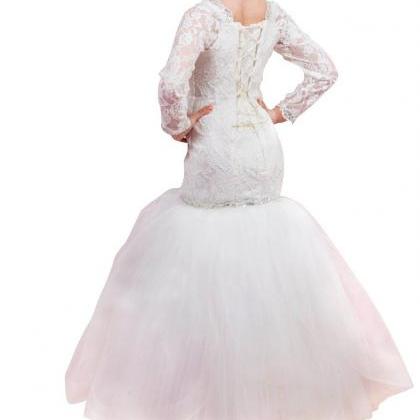 Princess Lace Pageant Gown Long Sleeve Flower Girl..