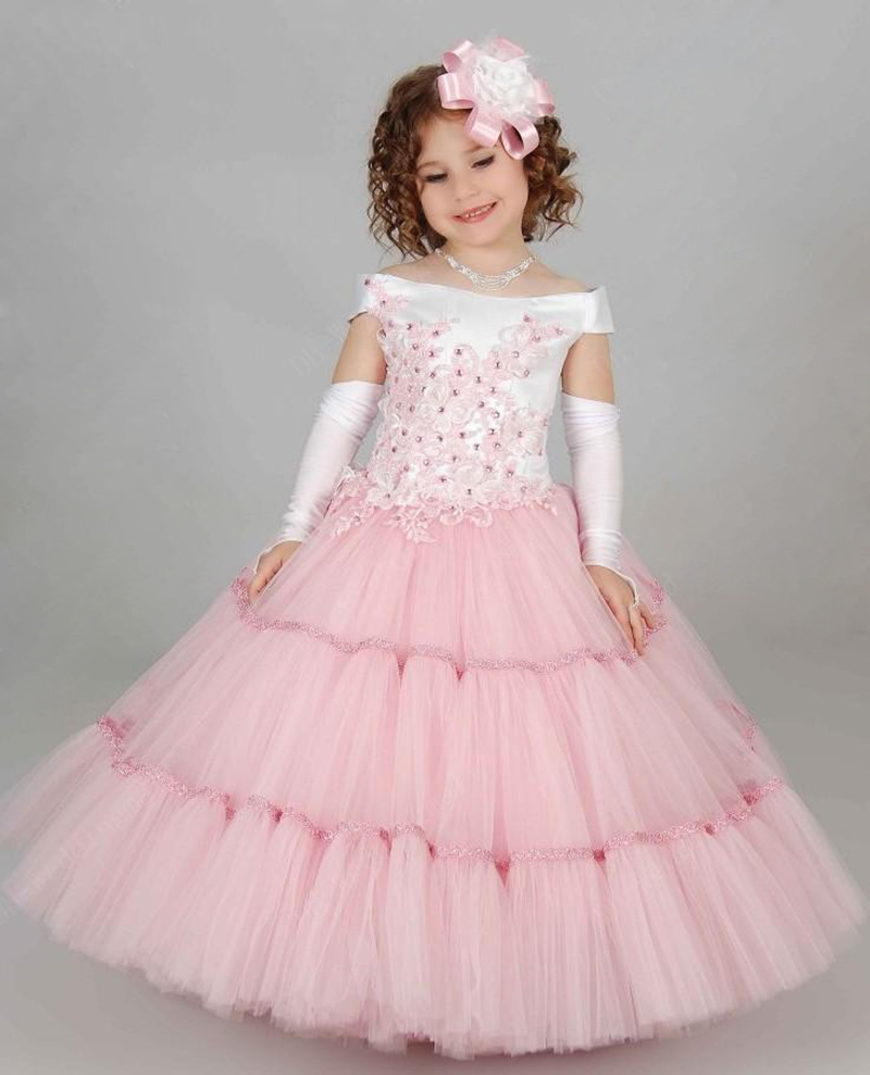 Peach & Pink Layered Flower Frock – Stanwells Kids