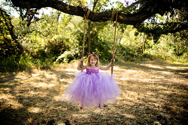Long Lavender Flower Girl Dress For Wedding Party Gown