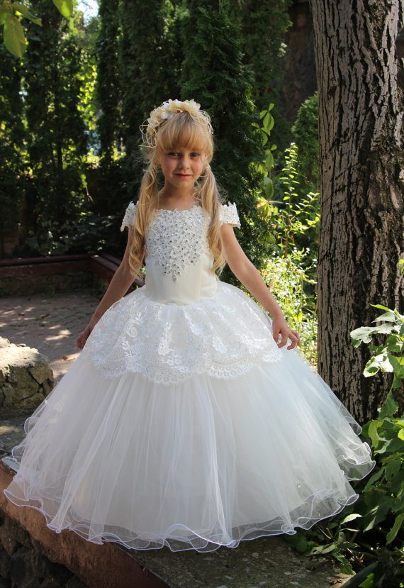 Lovely Lace Flower Girls Dress Wedding Birthday Bridesmaid Gown