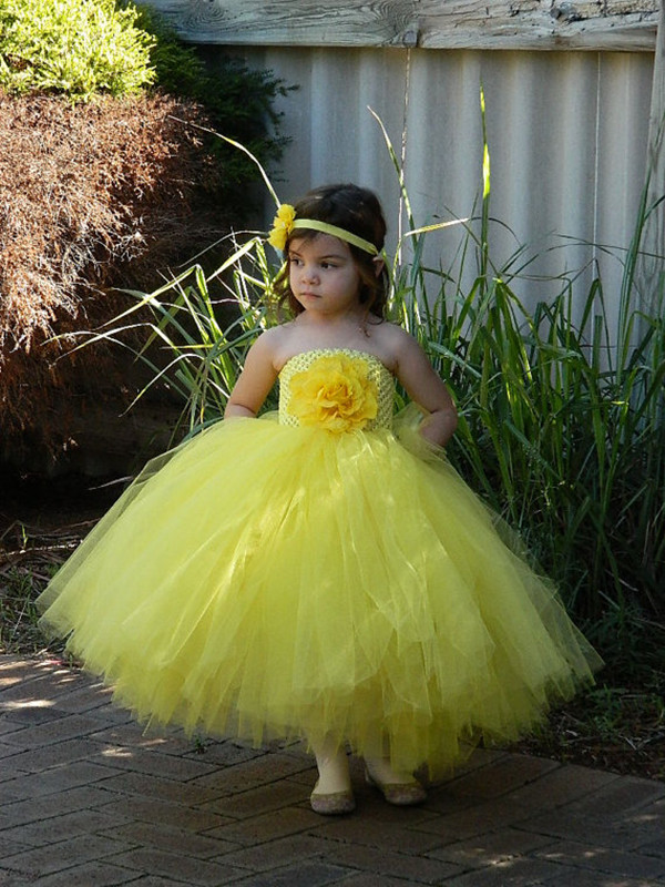 Gorgeous Yellow Flower Girl Toddler Wedding Party Gowns