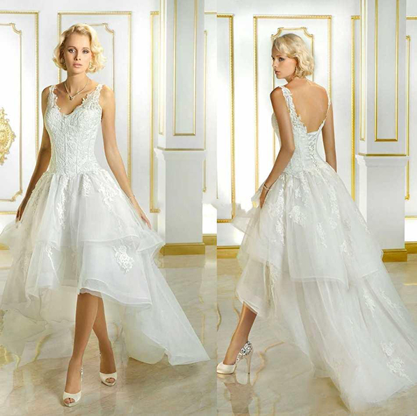 High Low Spaghetti Strap Beach Wedding Dresses Y Deep V Neck Robe High Low Spaghetti Strap Beach Wedding Dresses Y Deep V Neck Robe De Mariee Sirene Lace Gonws Vestido Novia Vintage Bridal