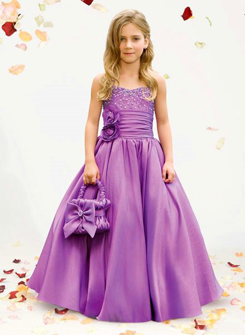 Purple Flower Girl Dresses Floor Length Flower Girl Dresses A Line