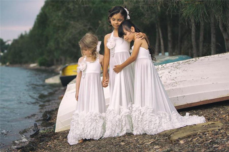 Flower Girls Dresses For Wedding Floor Length Kids Formal Wear