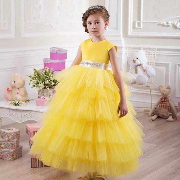 yellow flower girl dress