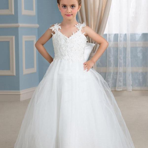 Lovely Flower Girls Dresses With Sweetheart Straps Appliques Tulle ...