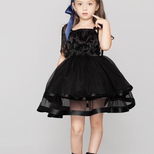 Custom Made Princess Black Cute Short Girl Flower Pageant Dresses on Luulla