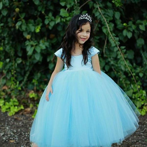 Blue Flower Girl Dress For Wedding Girls Birthday Tutu Dress on Luulla