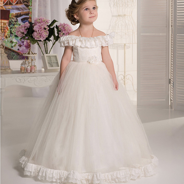 White/Ivory Vintage Flower Girl Dresses A-Line Pageant Gowns For ...