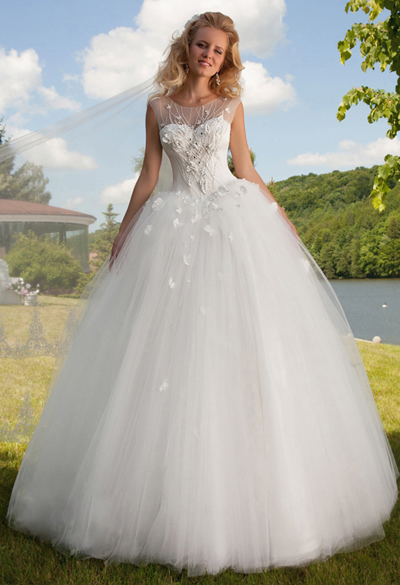 Elegant Vestido De Noiva Ball Gown Decoration Appliques Lace Bridal ...